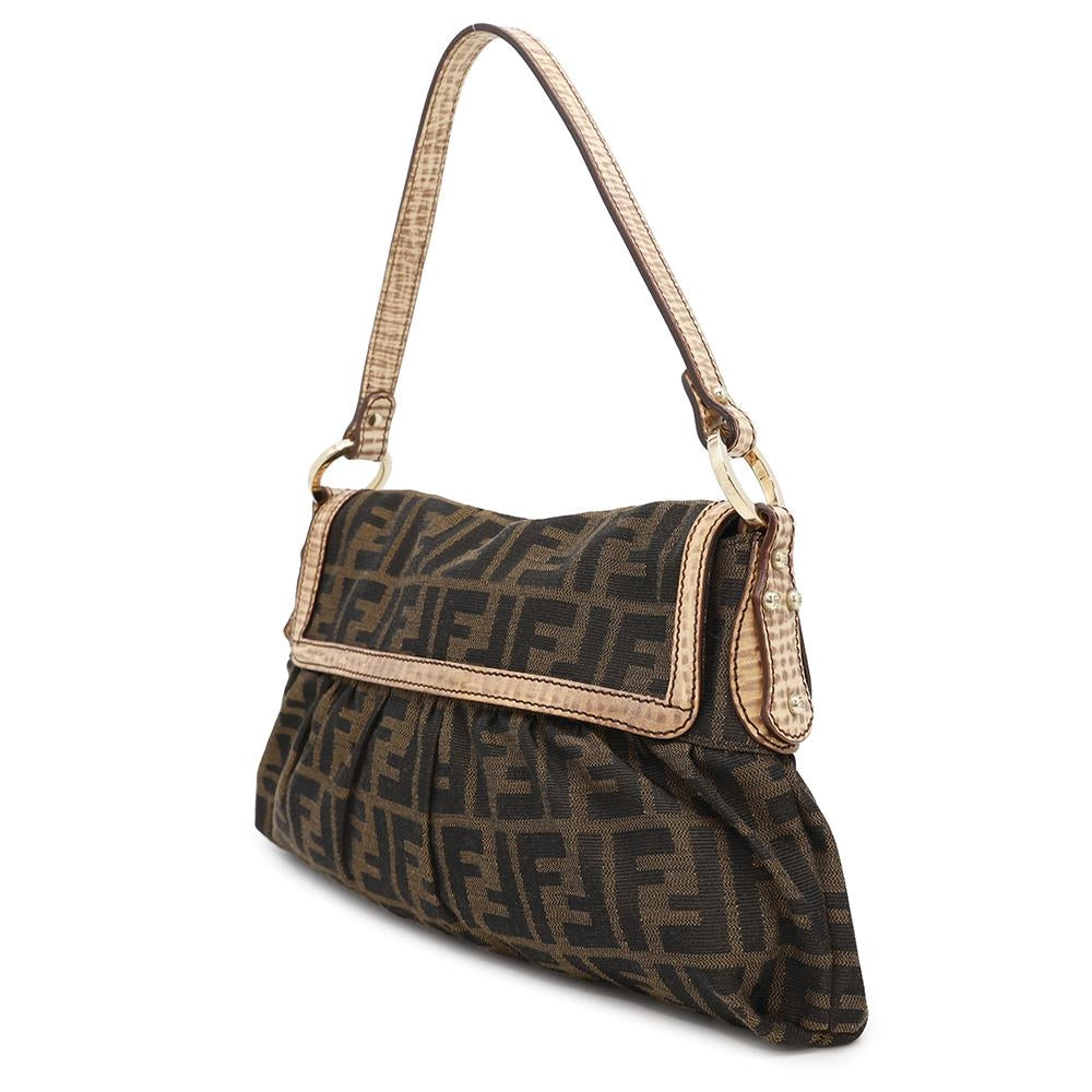 FENDI ?Zucca Pattern one belt Brown8BR445 Canvas Leather