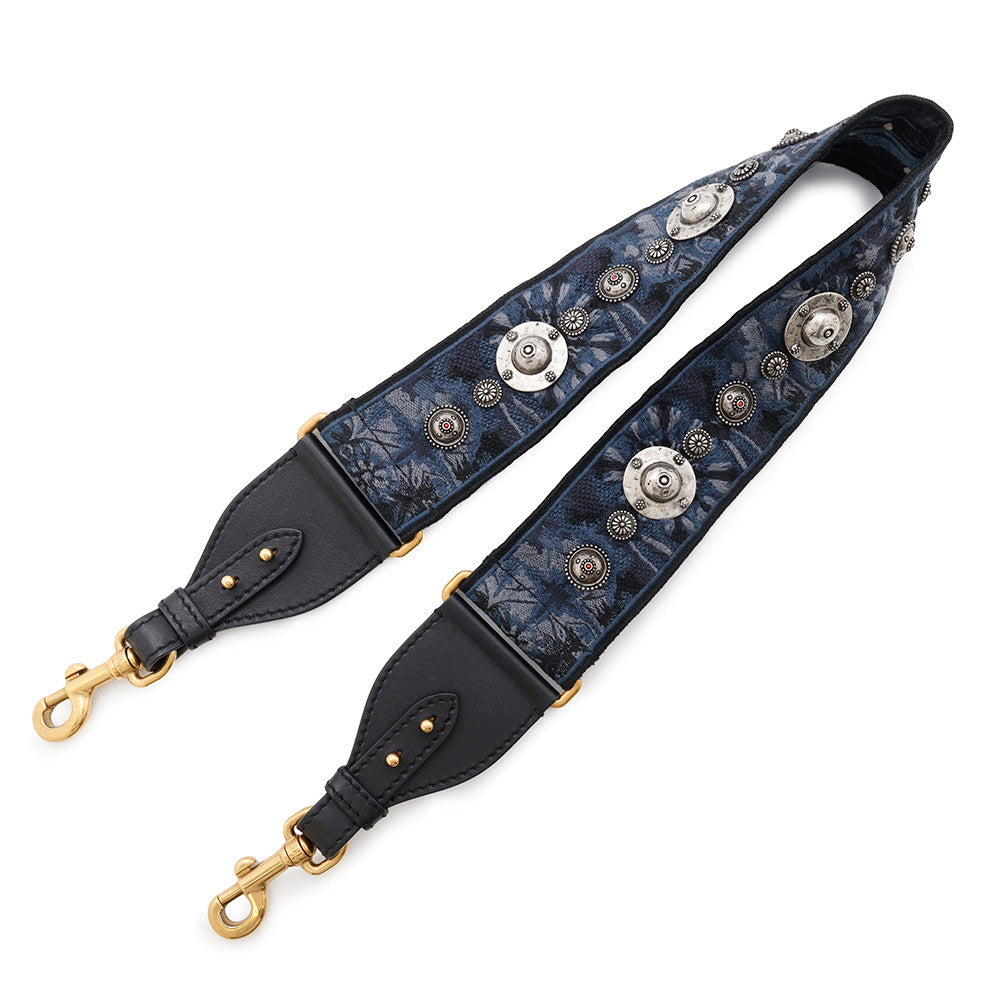 Dior Medallion Embroidery Shoulder Strap BlueAY5626W3 Canvas Leather