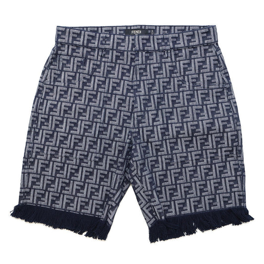 FENDI EmbroideryFF logo Bermuda shorts Size 35 BlueFLP307 AMZ3 Cotton66% Polyester34%