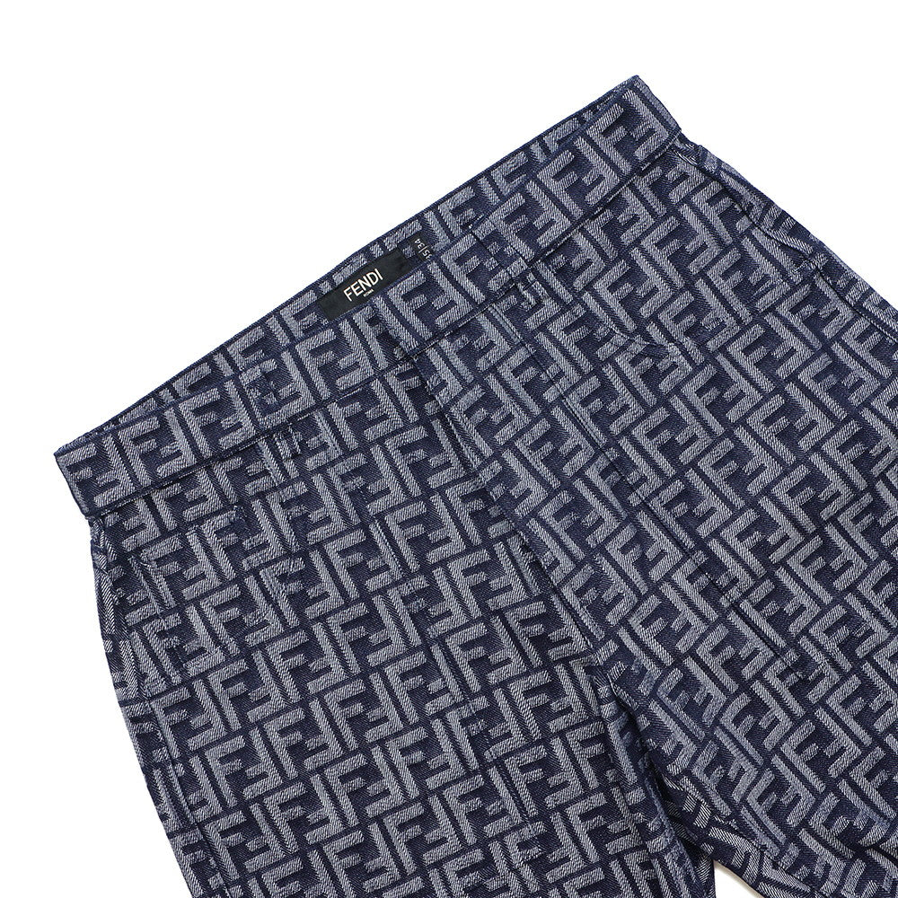 FENDI EmbroideryFF logo Bermuda shorts Size 35 BlueFLP307 AMZ3 Cotton66% Polyester34%