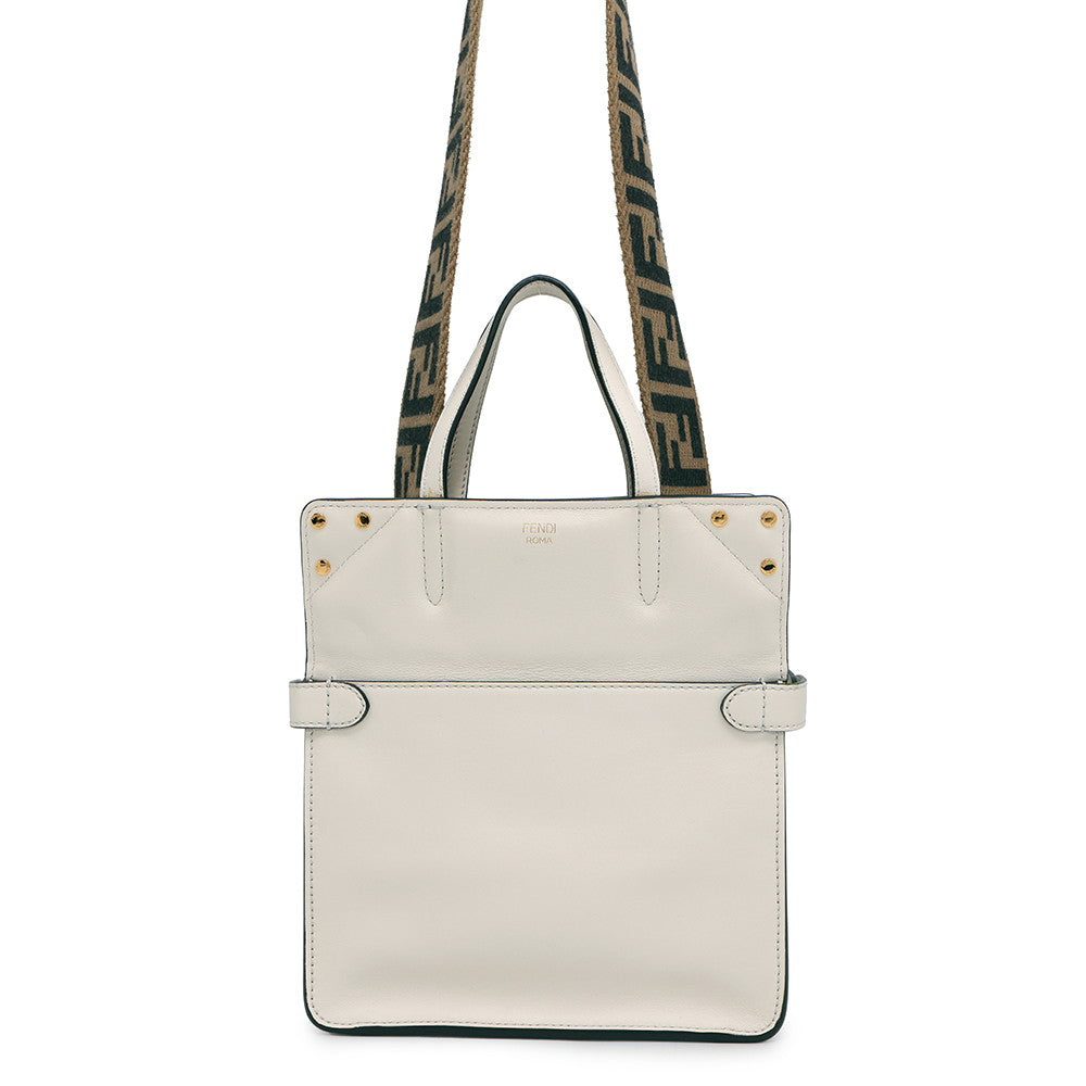FENDI ?Flip White8BT306 Leather Size Small