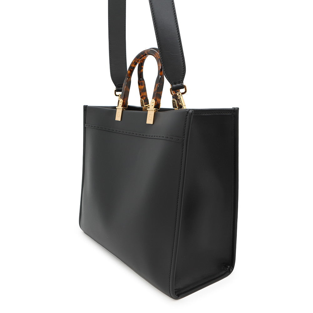 FENDI ?Sunshine Tote Bag Black8BH386 Calf Leather Size Medium