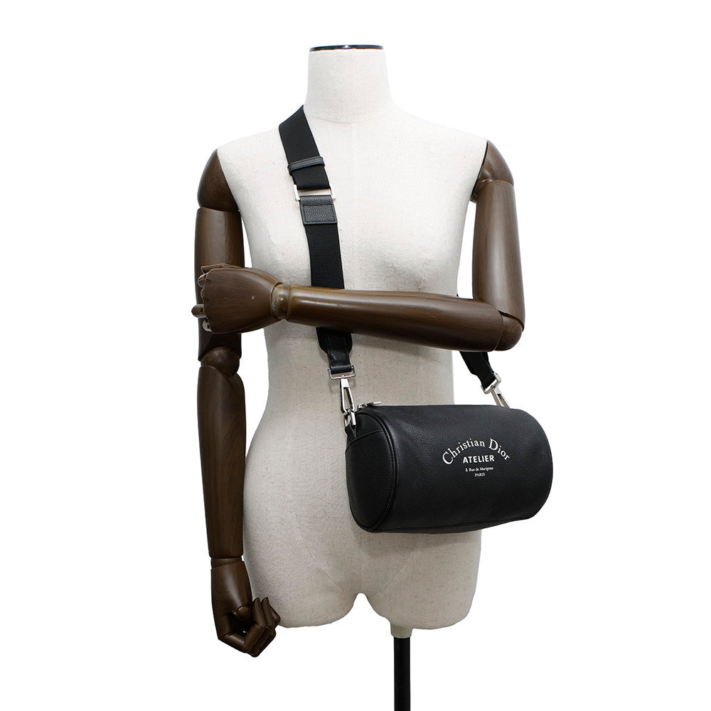 Dior Atelier Roller Shoulder Bag Black Leather