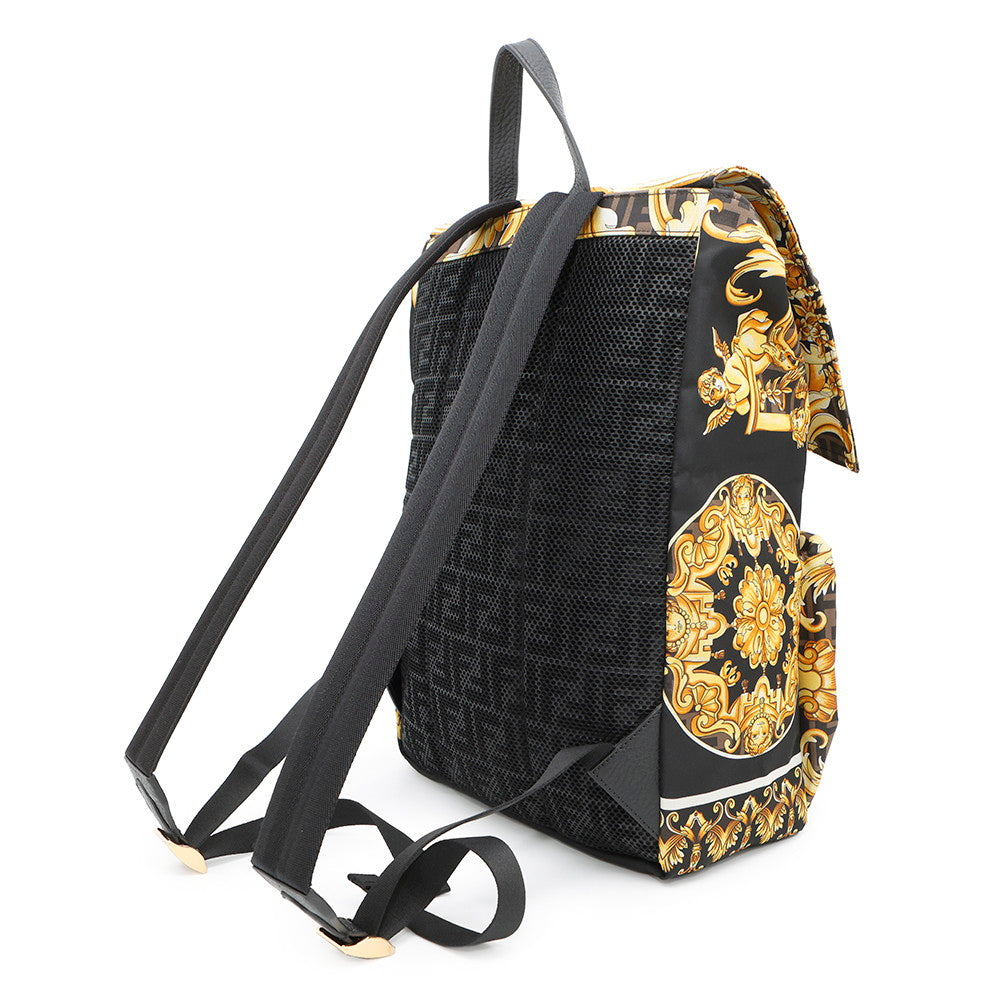FENDI ?Fendace Zucca Backpack Black/Yellow7VZ066 Nylon