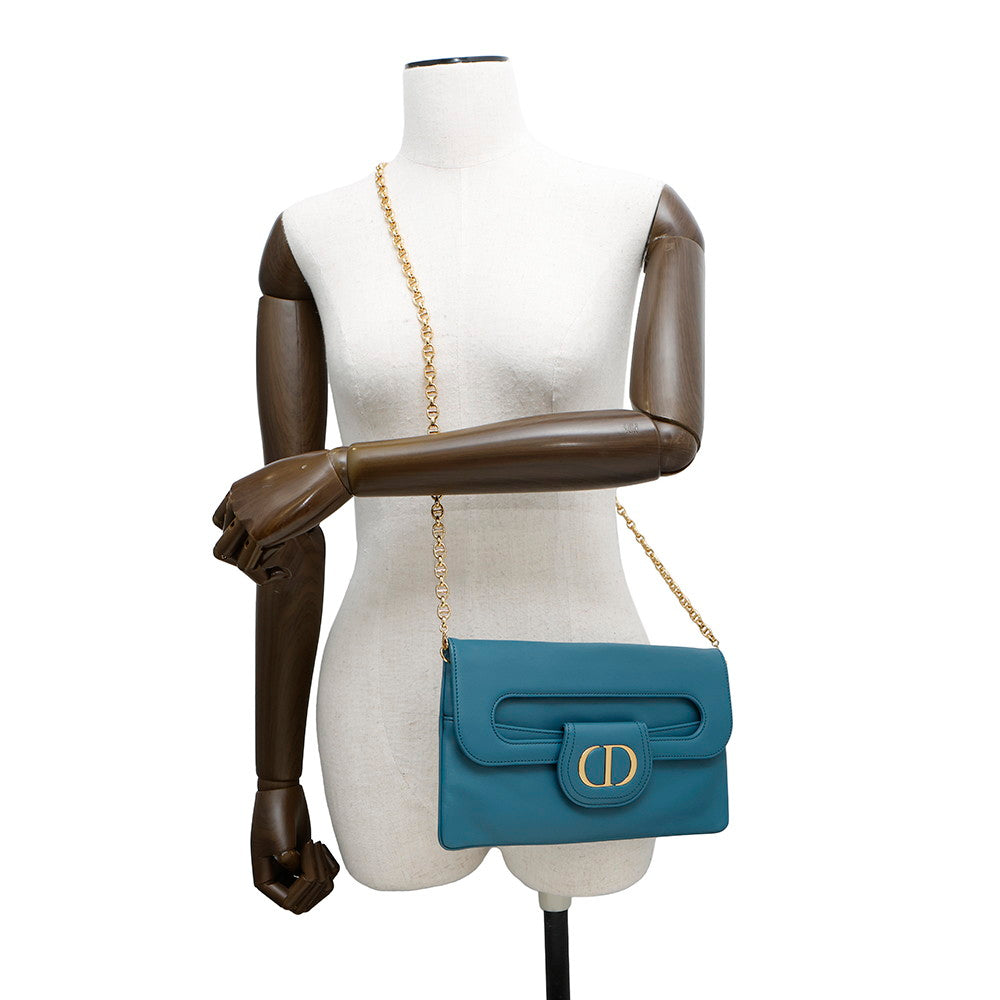 Dior Caro ChainShoulder Clutch Bag BlueM8641U Leather