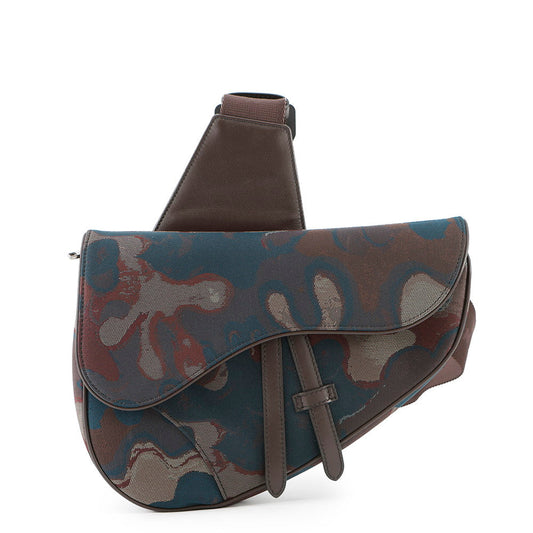Dior Camouflage Saddle Crossbody Bag Bordeaux/Maru color Canvas