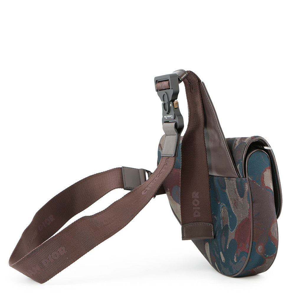 Dior Camouflage Saddle Crossbody Bag Bordeaux/Maru color Canvas