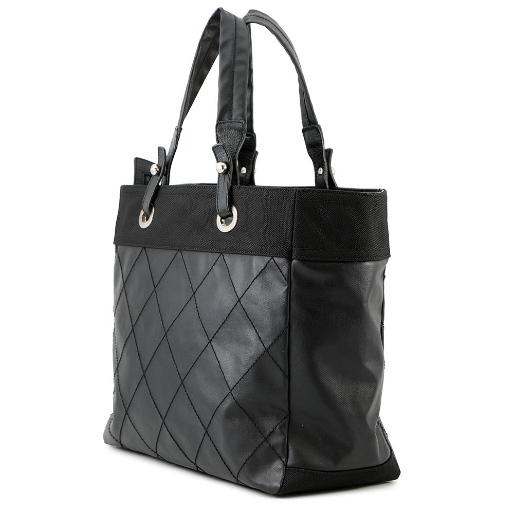 CHANEL Paris-Biarritz Tote Bag BlackA34209 Leather Canvas Size MM