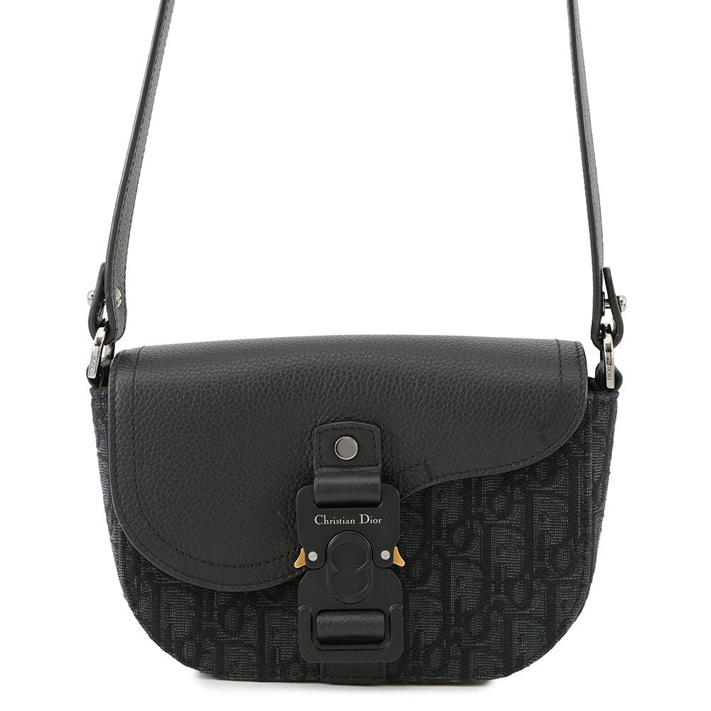 Dior Oblique Saddle Shoulder Black2ADCA435YKS Canvas Calf Leather Size Mini
