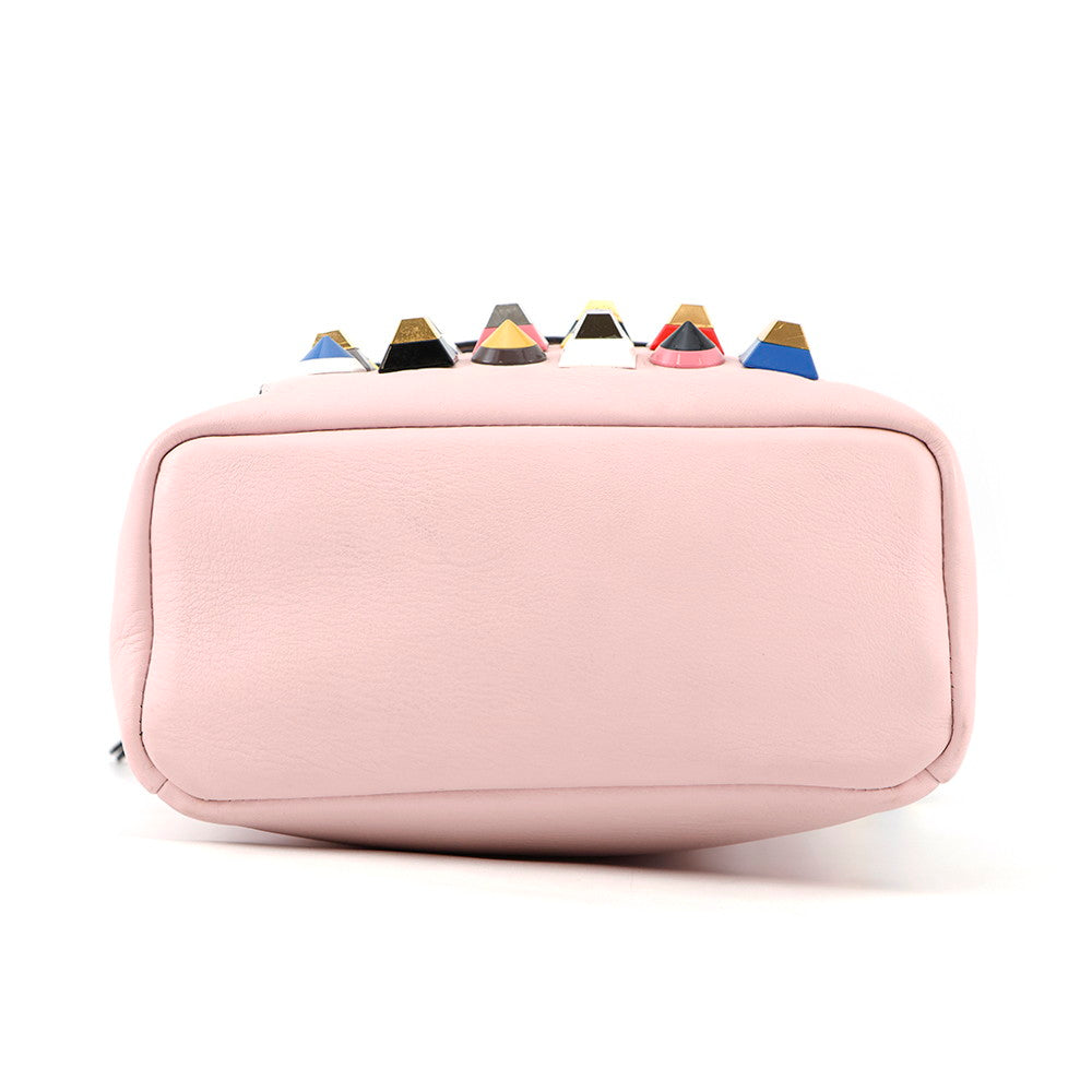 FENDI ?Bolsa Vitto Dolce Studded Shoulder Bag Pink8BT281 Leather