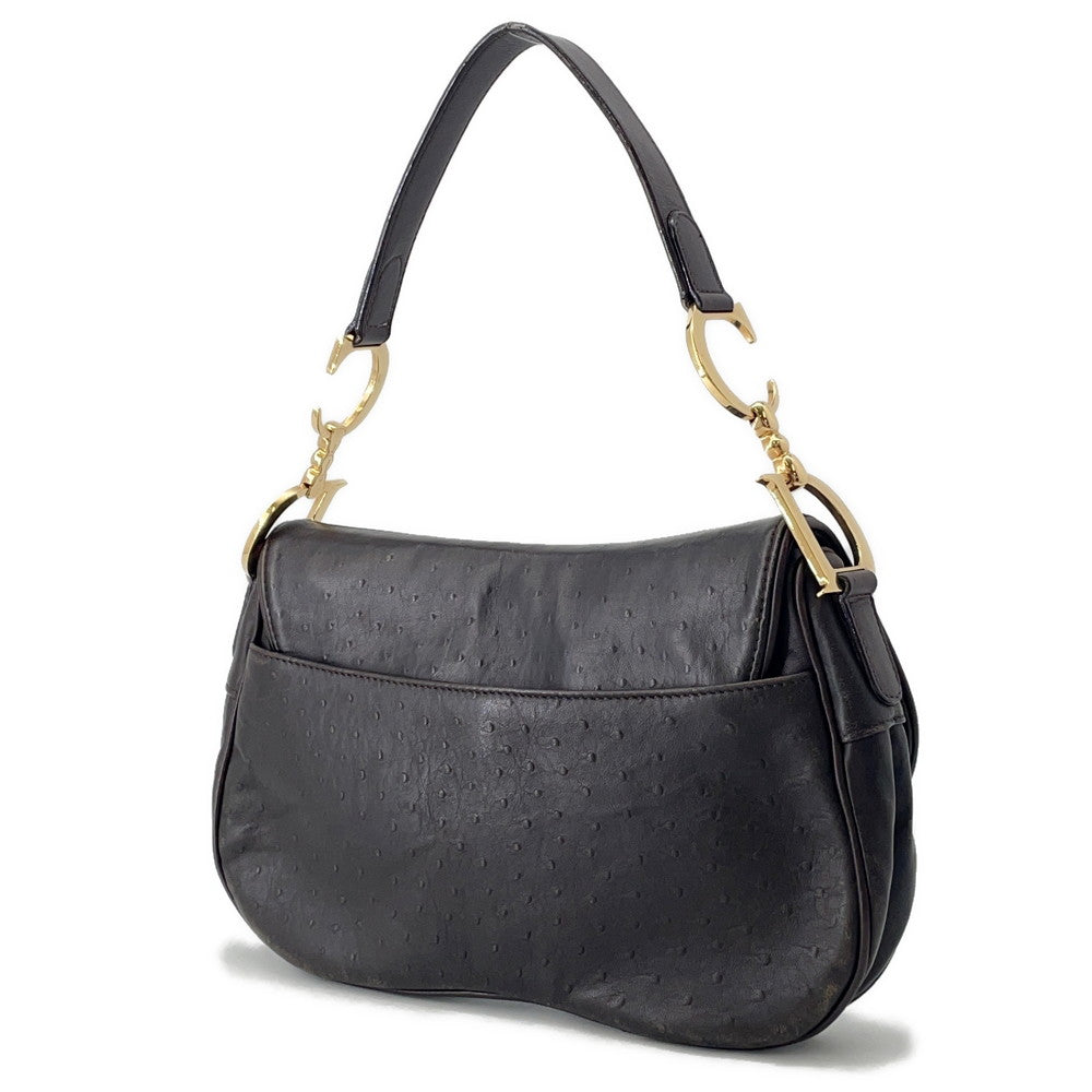 Dior Saddle OneShoulder Bag Brown Autruche Embossed Leather