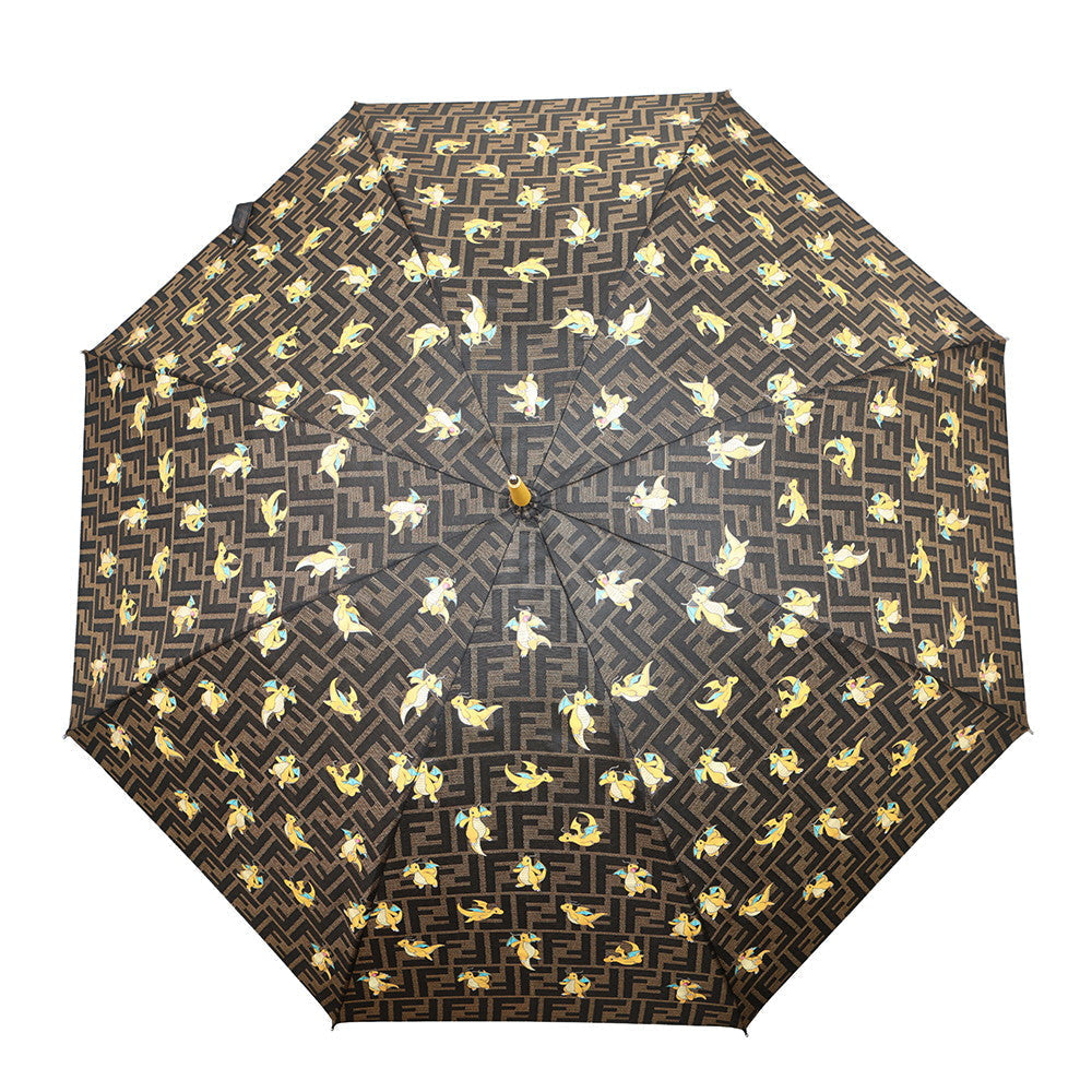 FENDI Fragment Zucca Pattern Dragonite Umbrella Brown7AL044 Nylon
