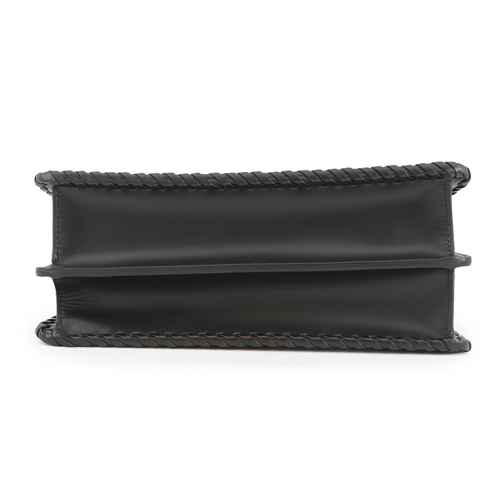 FENDI Peekaboo ISeeU Braided Black8BN327 Leather Size Small