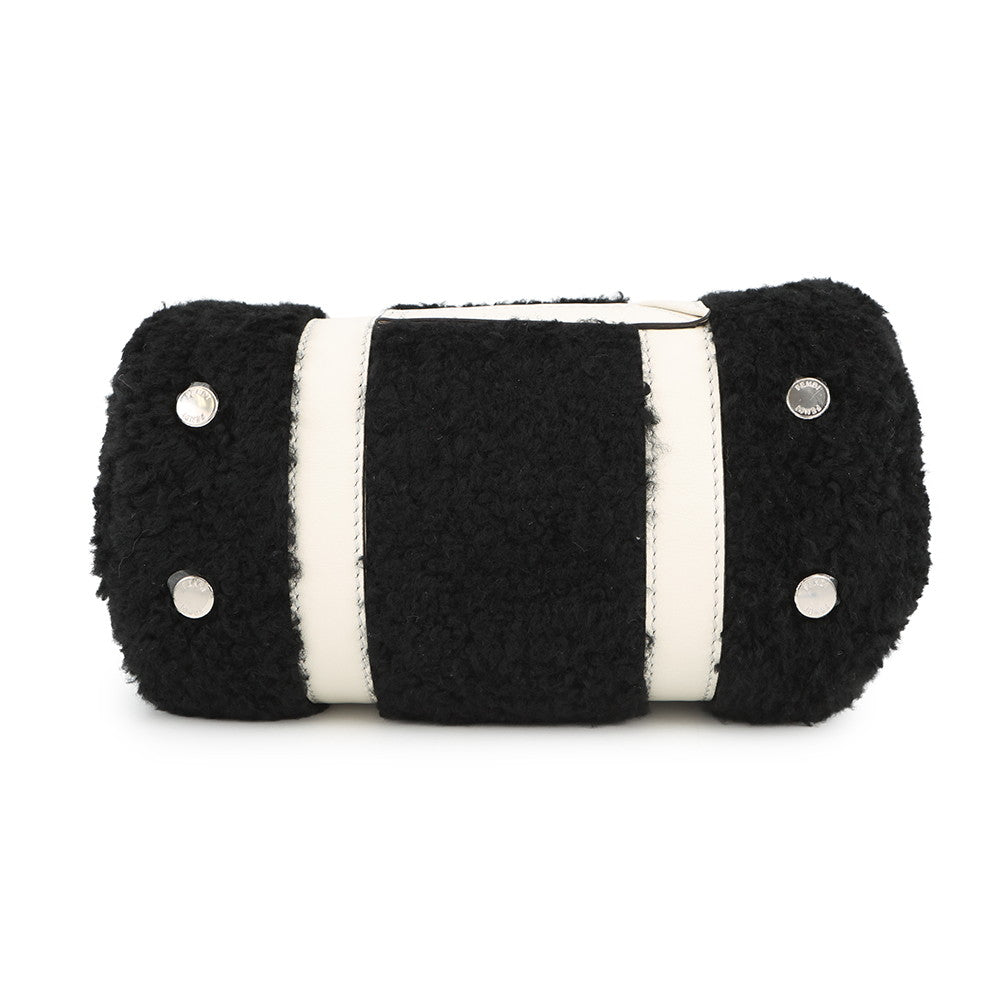 FENDI Zucca 2-way mini bag Black/White7VA570 Fur Leather