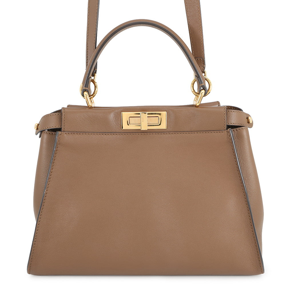FENDI Peekaboo Selleria Brown8BN290 Leather Size regular