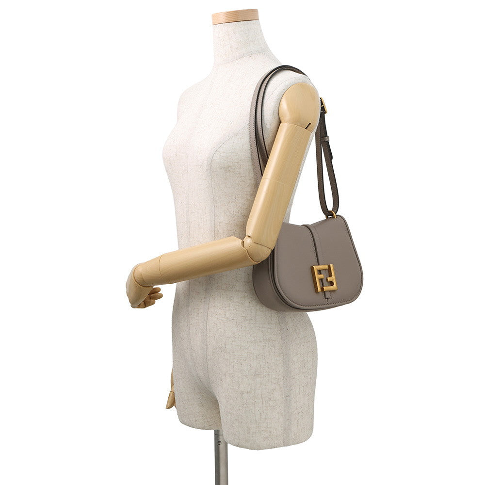 FENDI C'mon Shoulder Bag Greige8BS082 Leather Size Small
