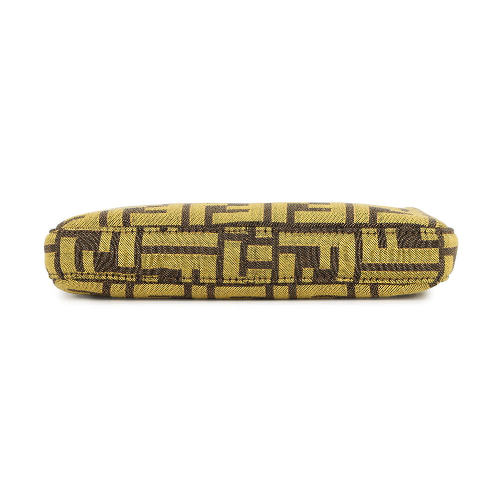 FENDI Fragment Hiroshi Fujiwara Collaboration Baguette Slim Clutch Yellow/Brown8BS073 Canvas