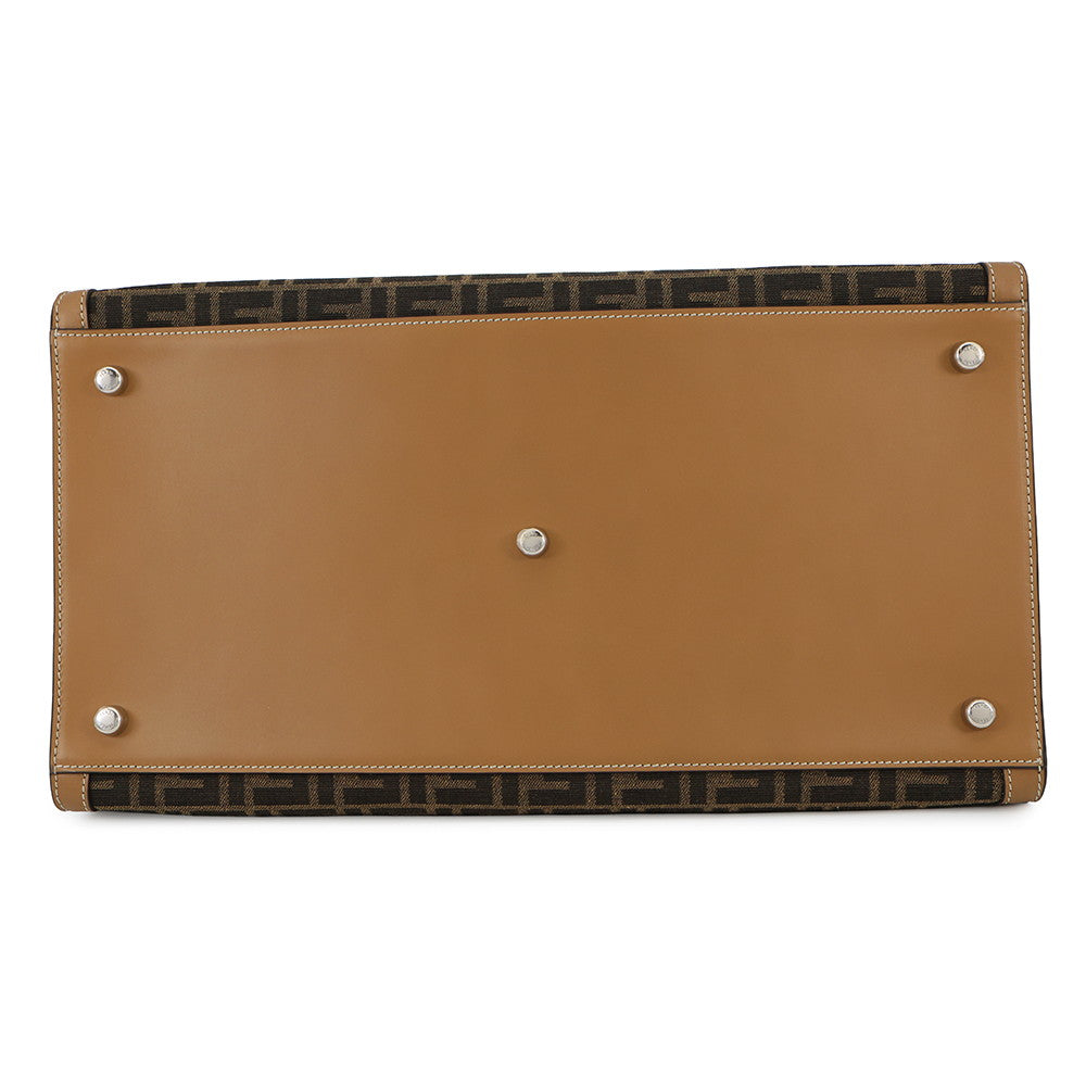 FENDI Peekaboo I See You Zucca Forty 8 Camel/Brown7VA566 Leather Canvas