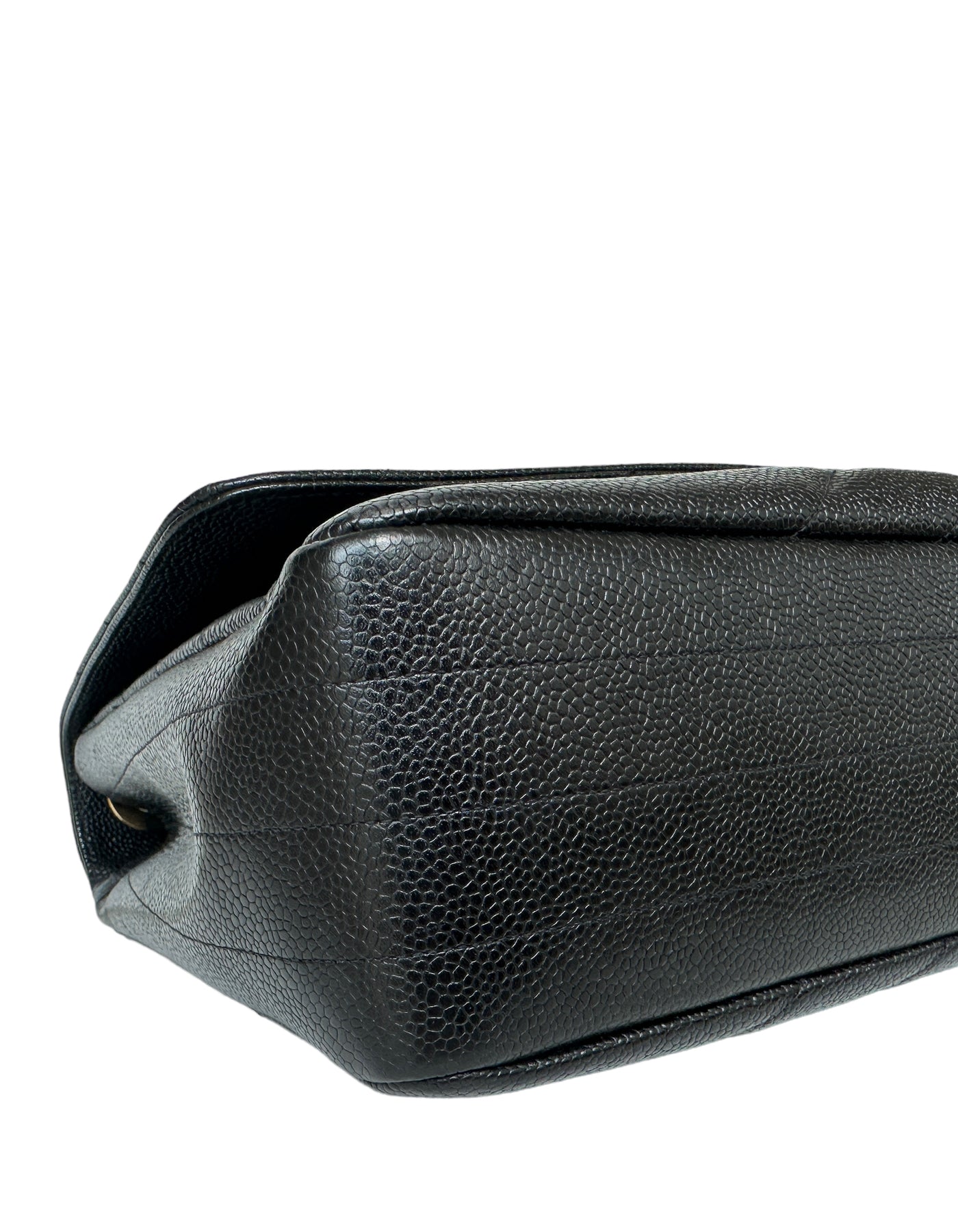 Chanel 1990s Black Caviar Leather Diagonal Flap Bag - Rovelle Bags