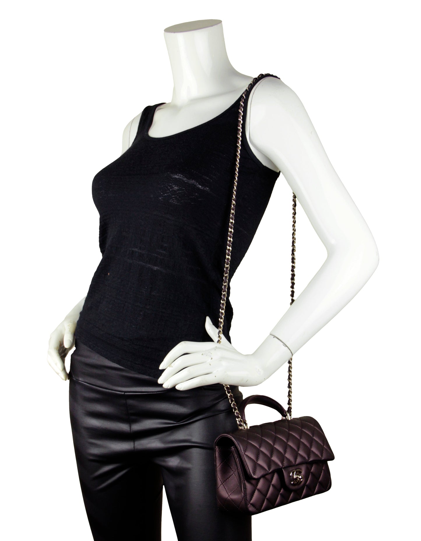 Chanel 2022 Iridescent Burgundy Lambskin Quilted Flap Bag - Rovelle Bags