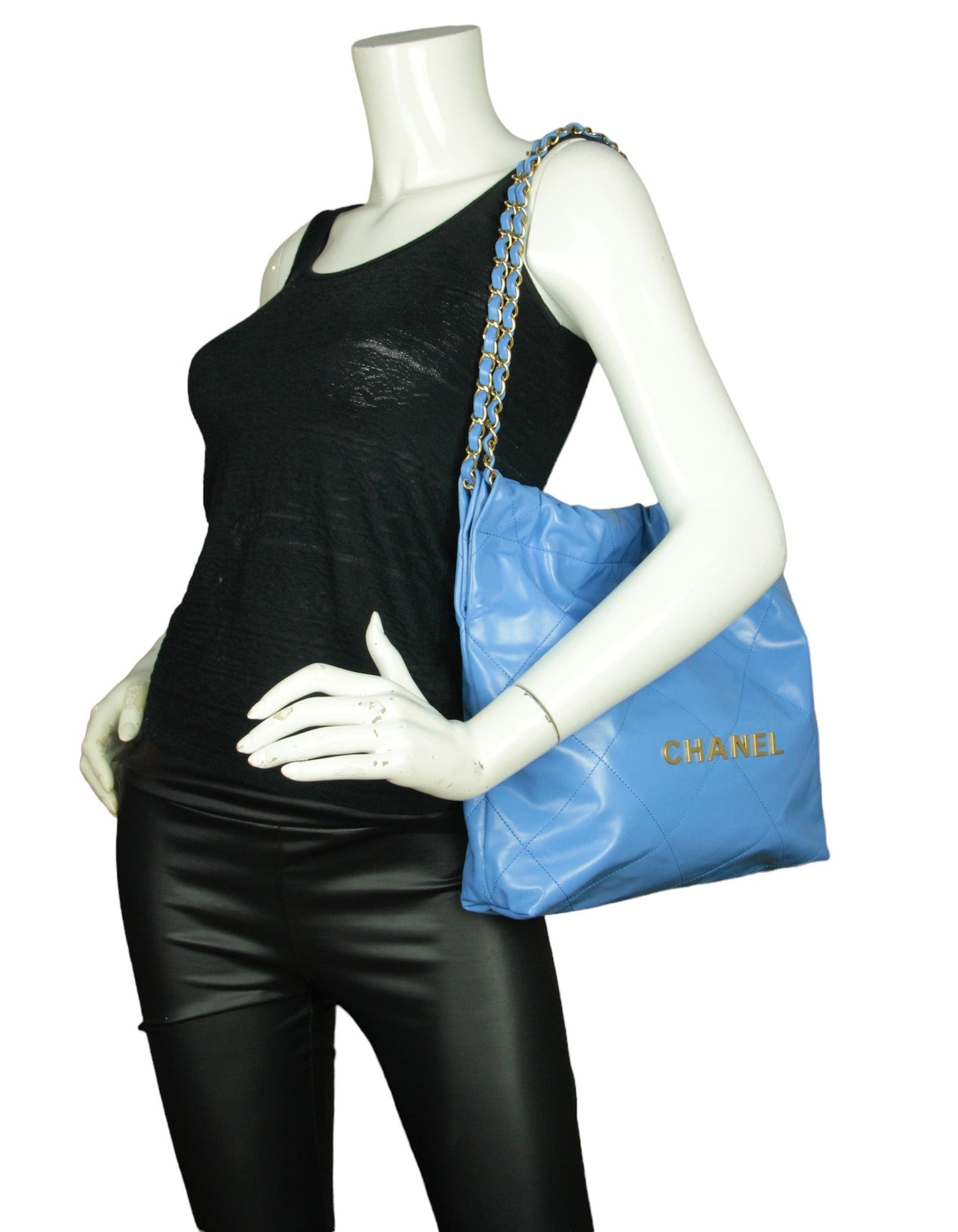 Chanel 2024 Blue Leather Quilted Chanel Tote Bag - Rovelle Bags