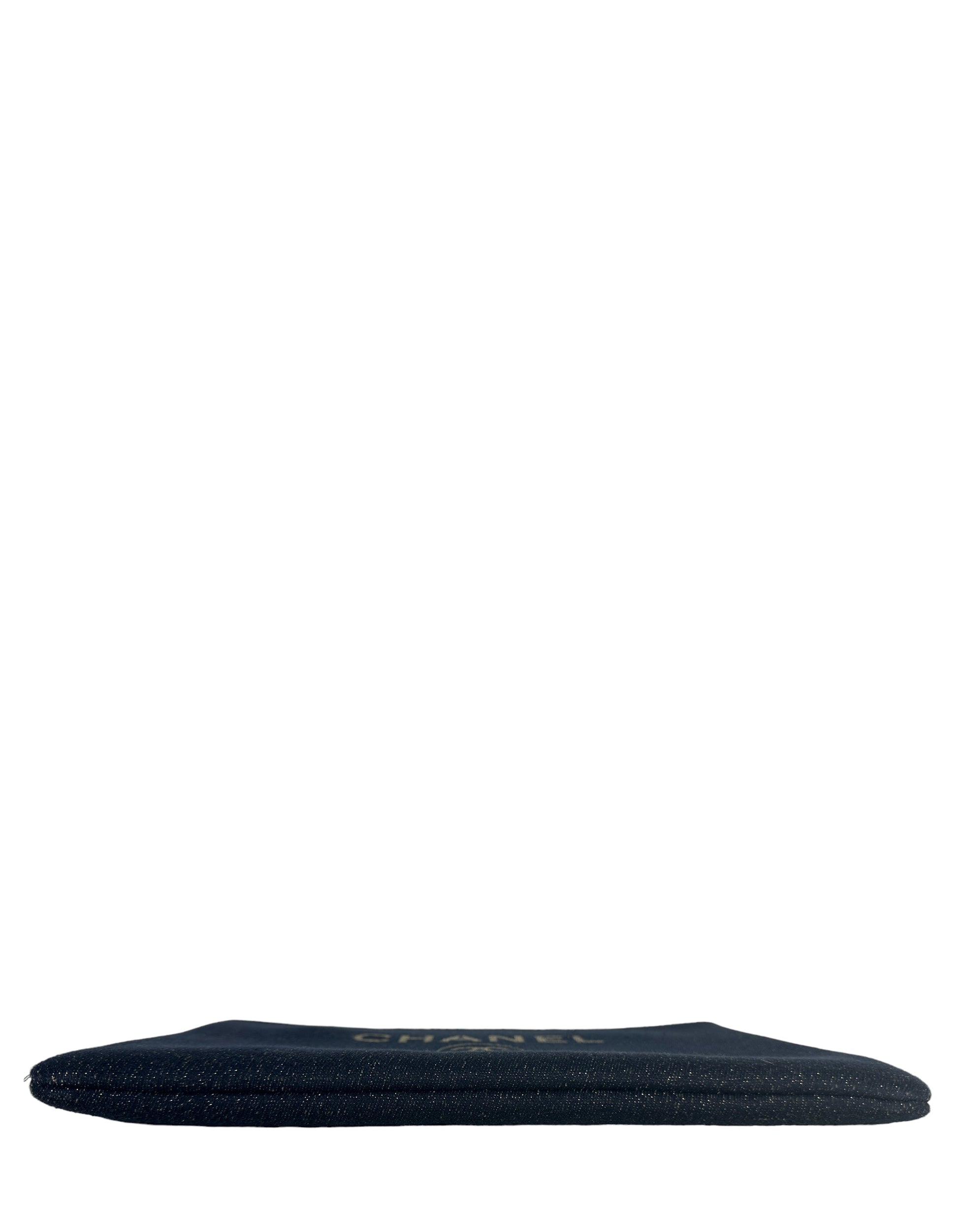 Chanel Navy/Gold Glitter Large Deauville Pouch Handbag - Rovelle Bags