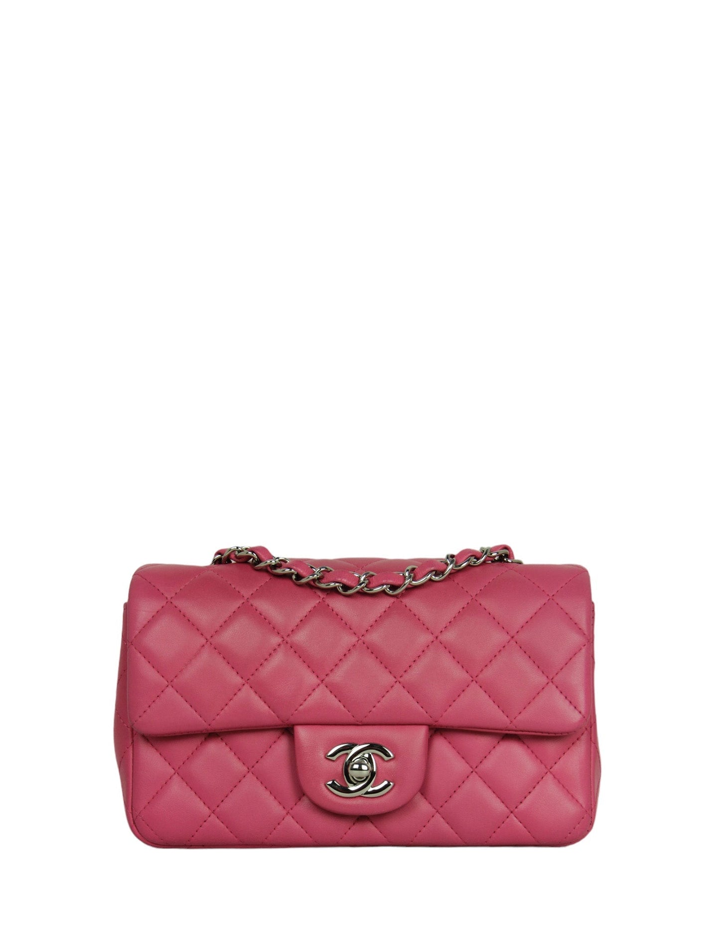 Chanel Pink Lambskin Leather Quilted Rectangular Flap Bag - Rovelle Bags