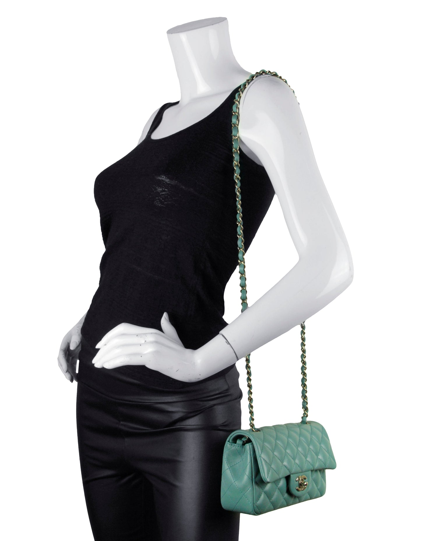 Chanel Seafoam Green Lambskin Quilted Rectangular Flap Bag - Rovelle Bags