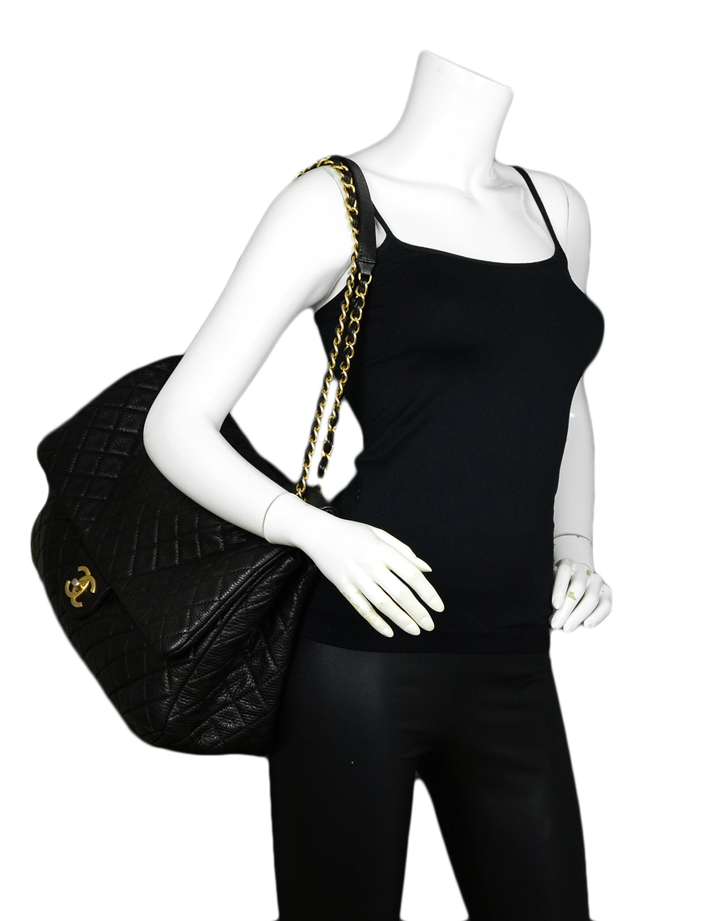Chanel Black Calfskin Leather Airlines XXL Flap Bag - Rovelle Bags
