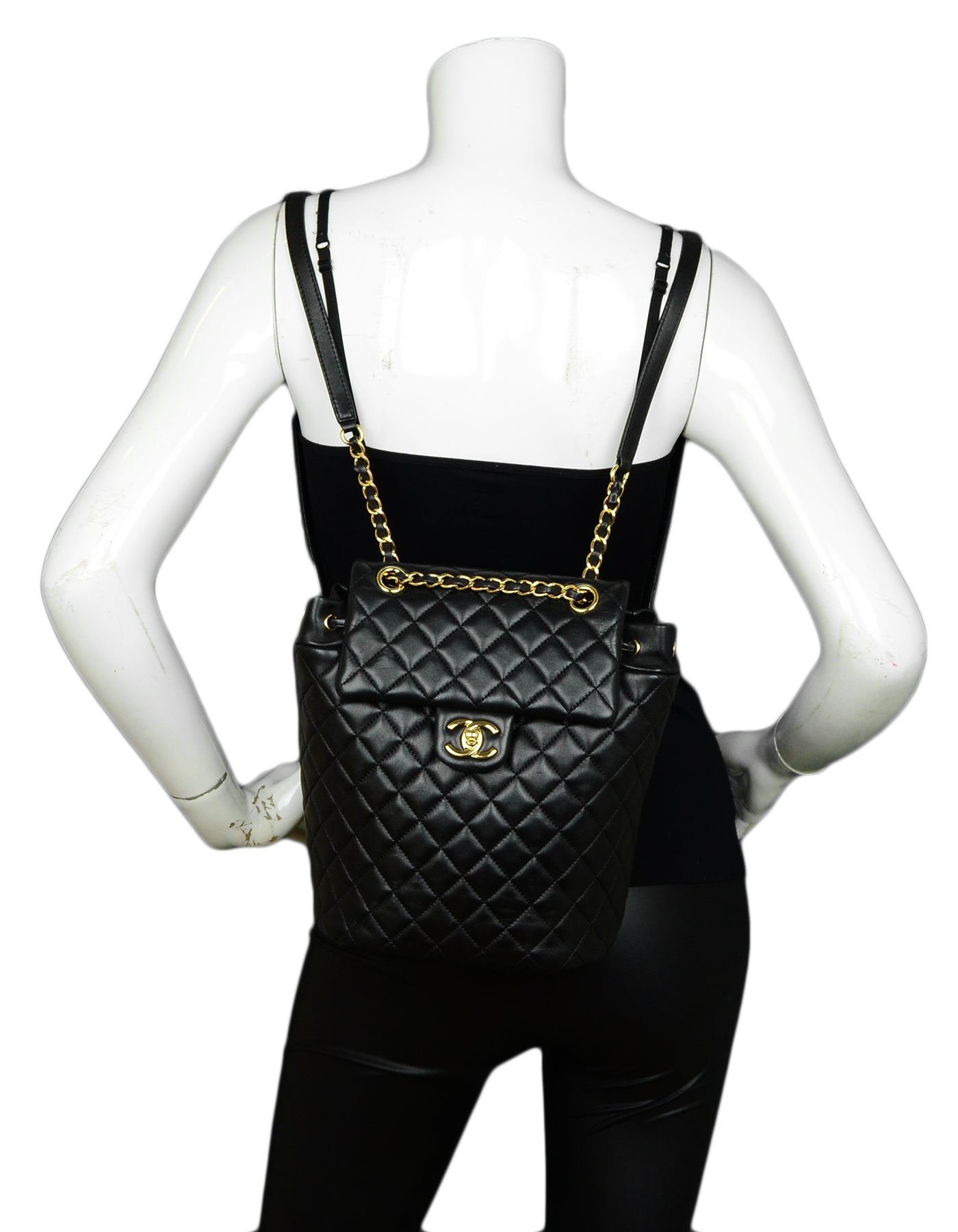 Chanel Black Lambskin Quilted Leather Small Backpack - Rovelle Bags