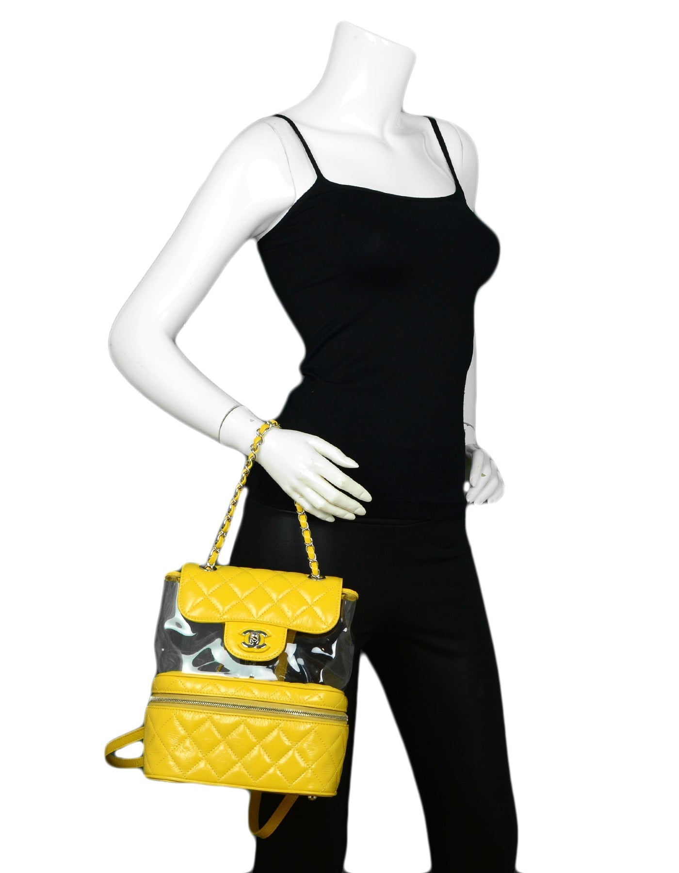 Chanel Yellow Crumpled Calfskin PVC Quilted Backpack - Rovelle Bags