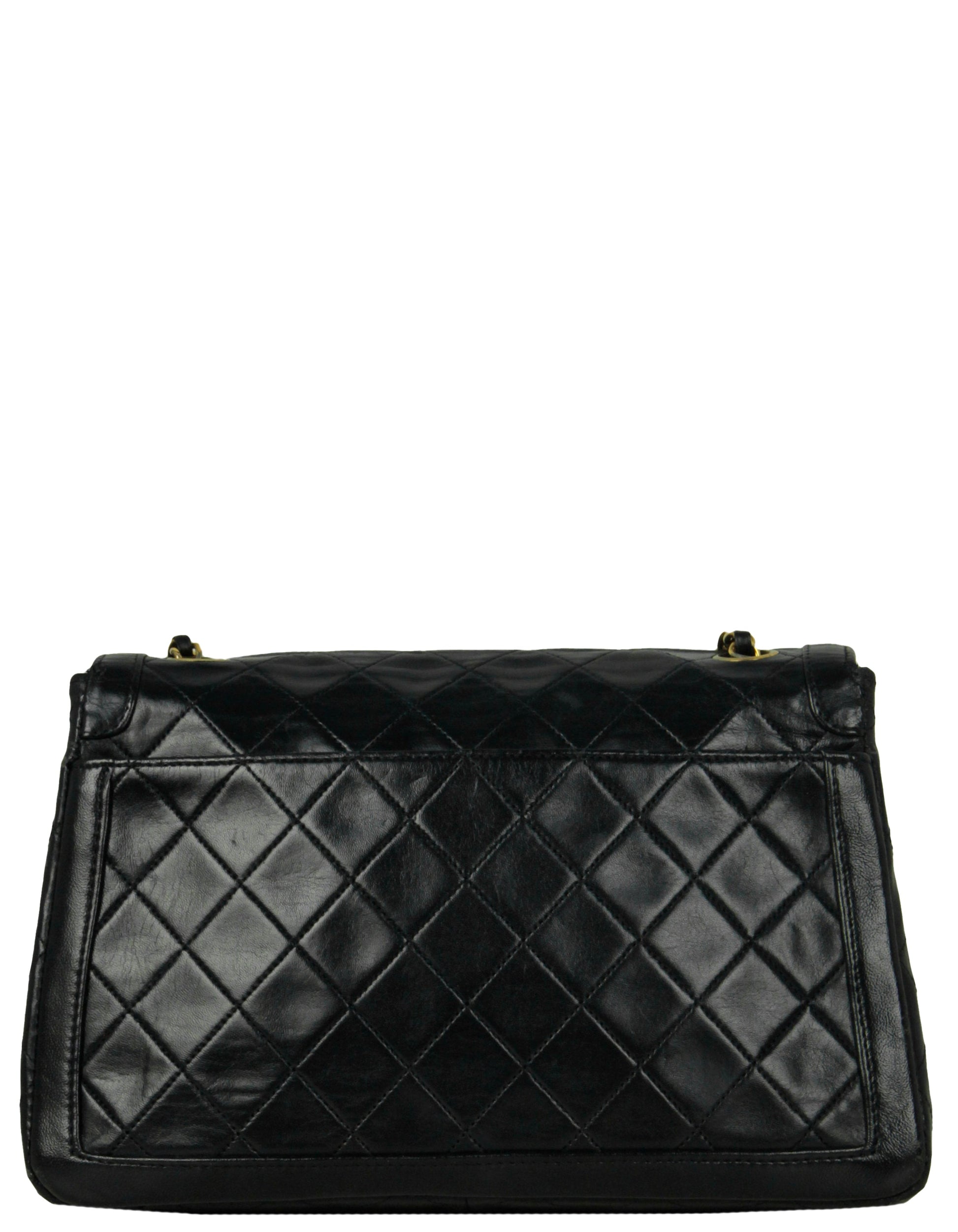 Chanel 1990s Navy Lambskin Quilted CC Flap Bag - Rovelle Bags