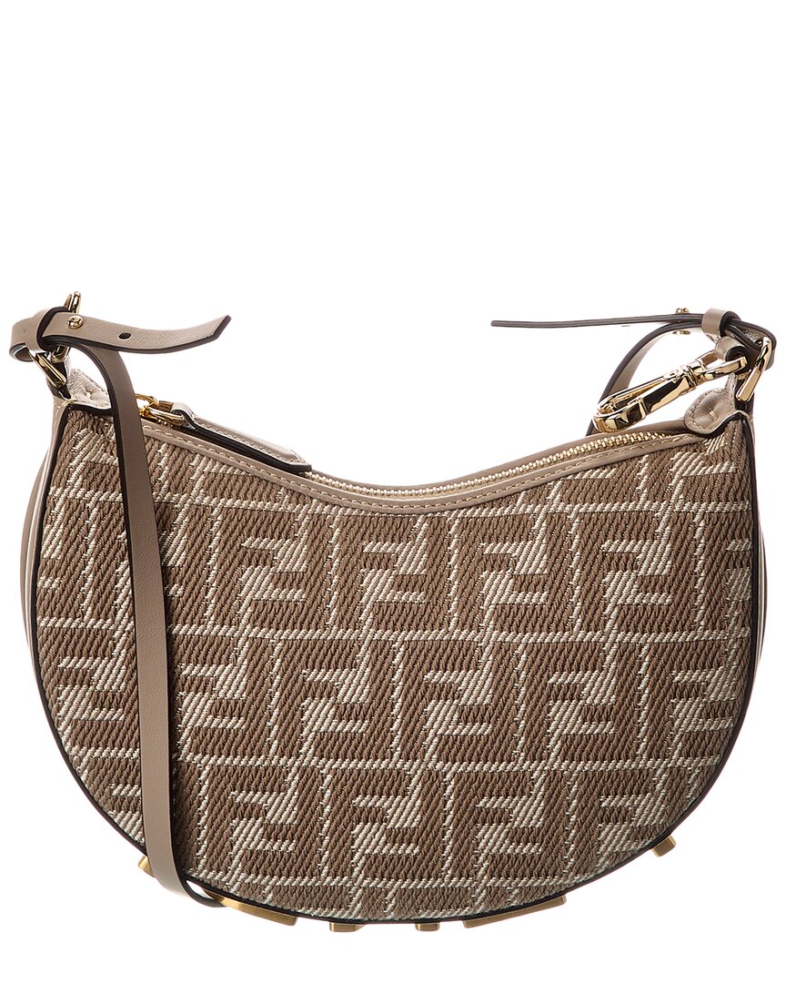 Fendi Fendigraphy Mini Ff Jacquard & Leather Hobo Bag