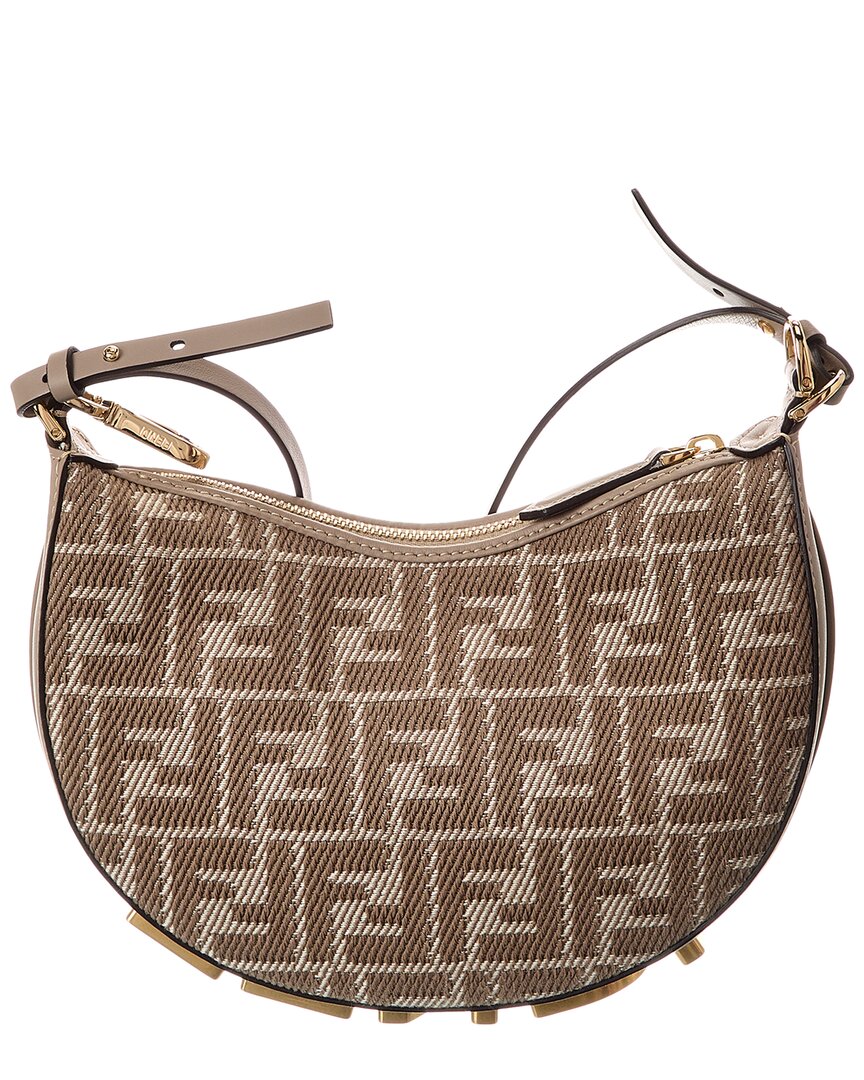 Fendi Fendigraphy Mini Ff Jacquard & Leather Hobo Bag
