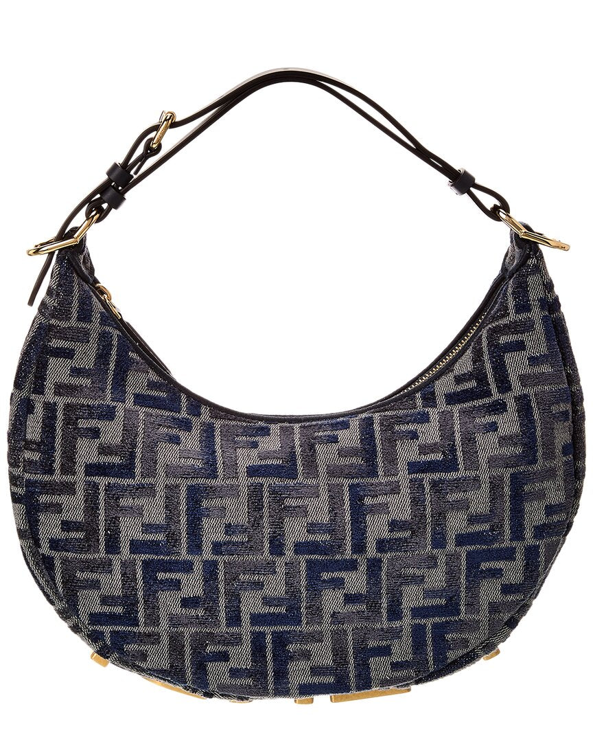 Fendi Fendigraphy Small Ff Chenille & Leather Hobo Bag
