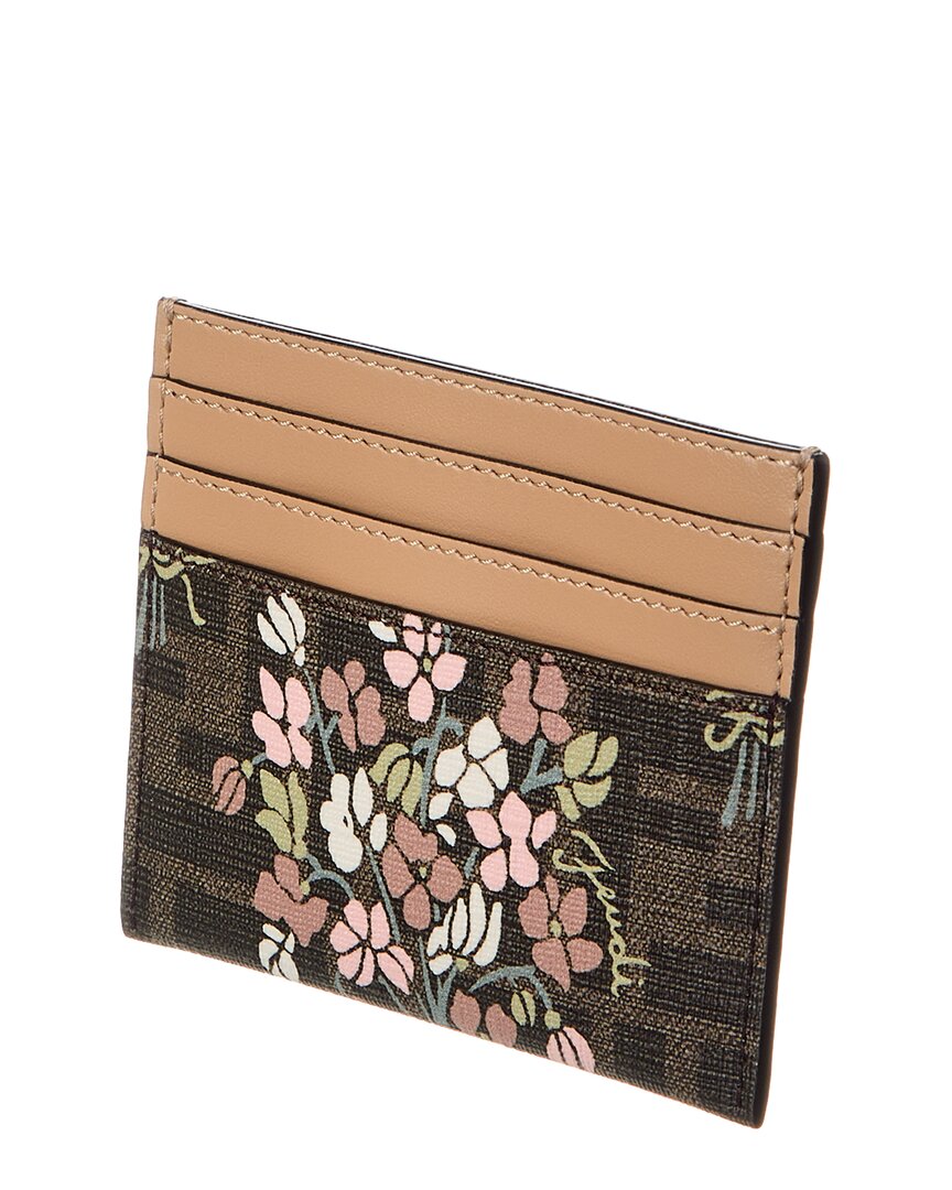 Fendi Roma Ff Jacquard & Leather Card Holder