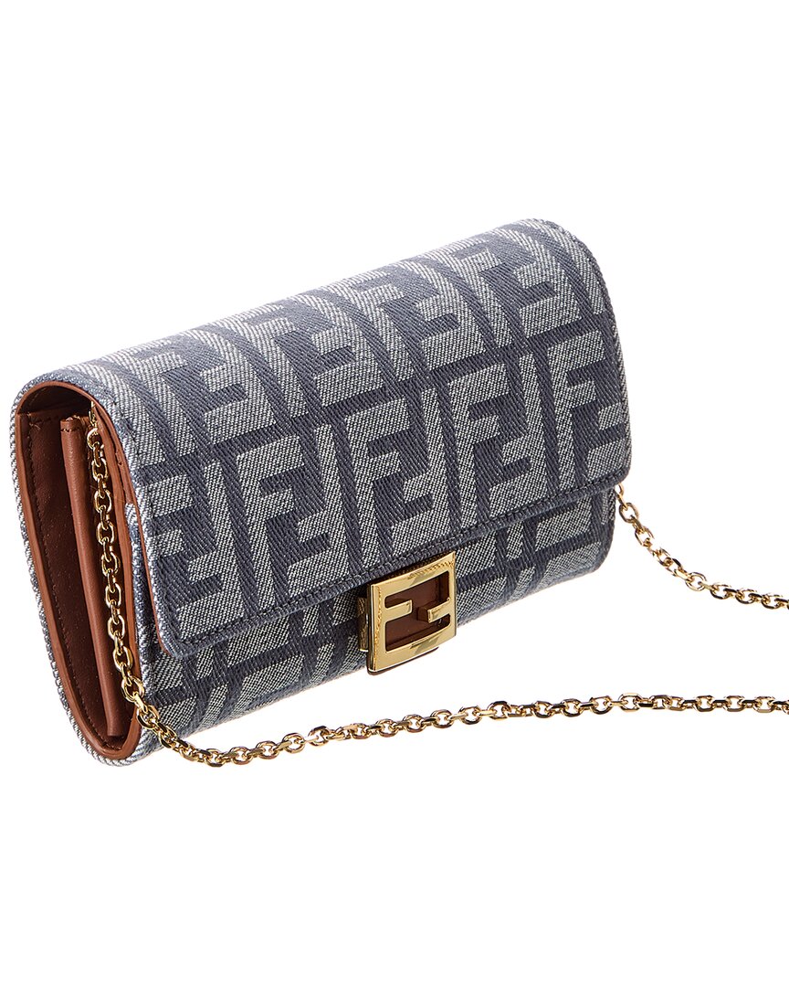 Fendi Baguette Denim & Leather Wallet On Chain