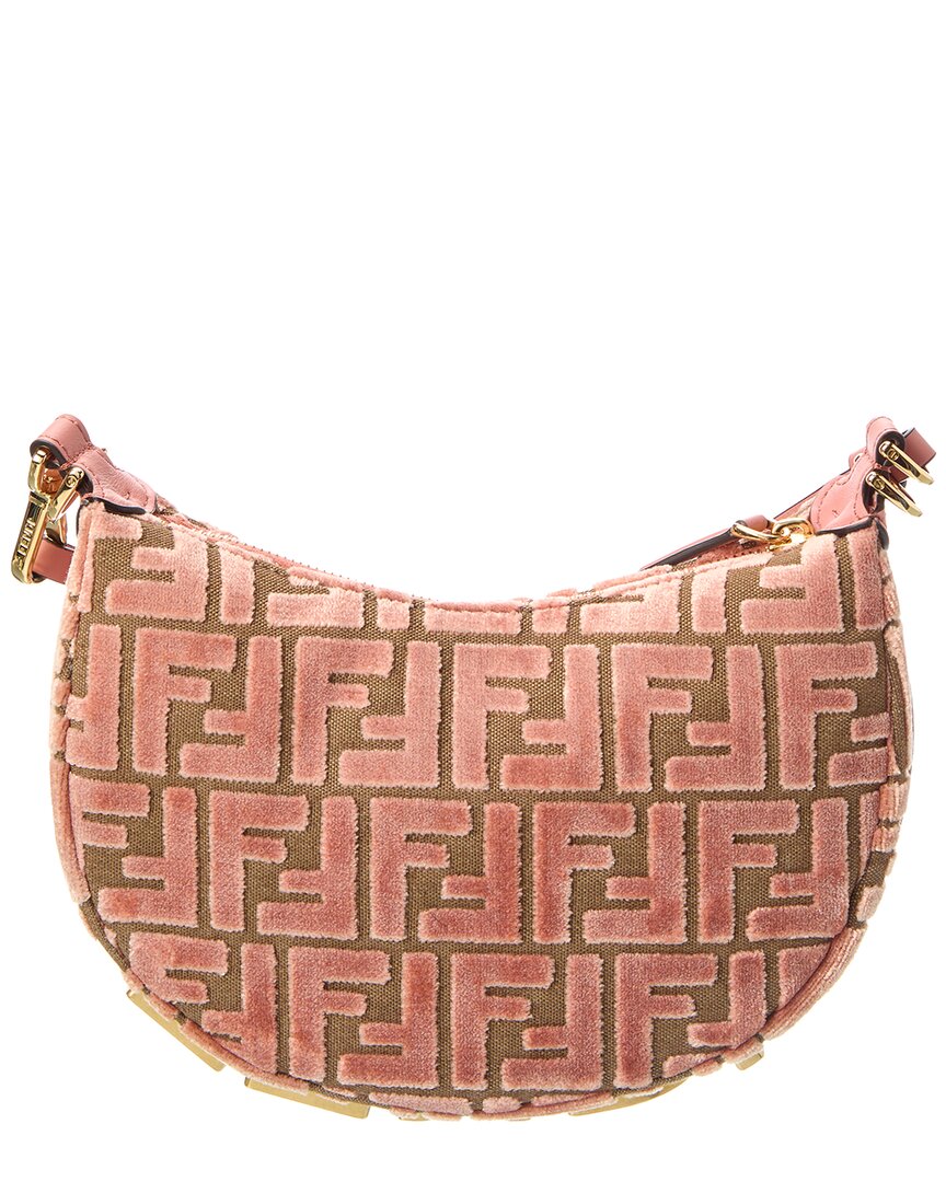 Fendi Fendigraphy Mini Ff Jacquard Velvet & Leather Hobo Bag