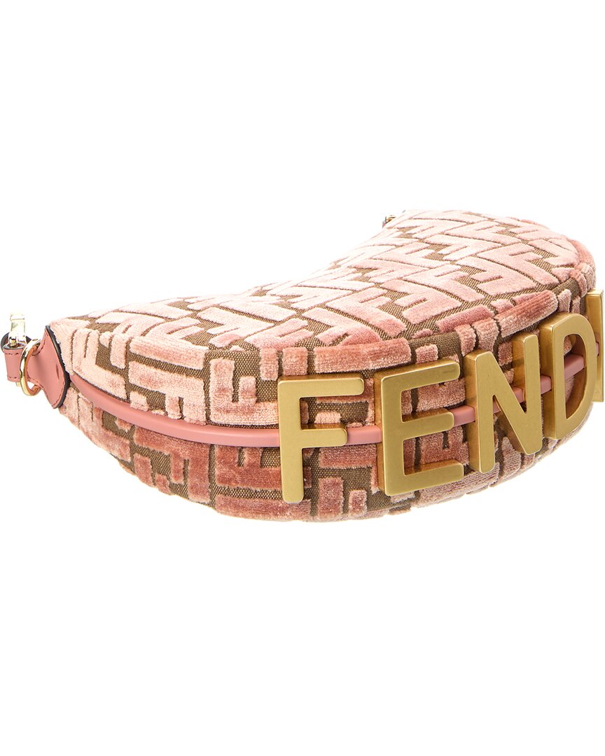 Fendi Fendigraphy Mini Ff Jacquard Velvet & Leather Hobo Bag