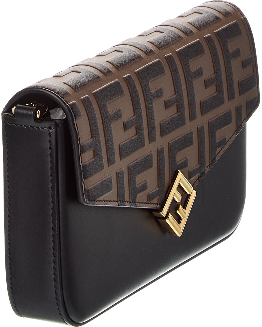 Fendi Ff Diamonds Leather Wallet On Chain