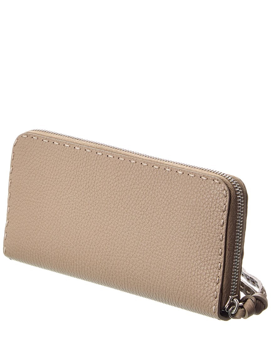 Fendi Zipper Around Peekaboo Large Leather Wallet
