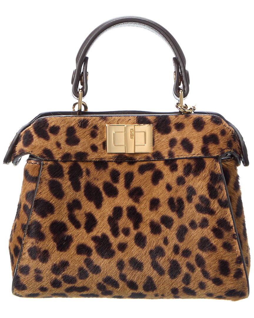 Fendi Nano Peekaboo Haircalf & Leather Clutch