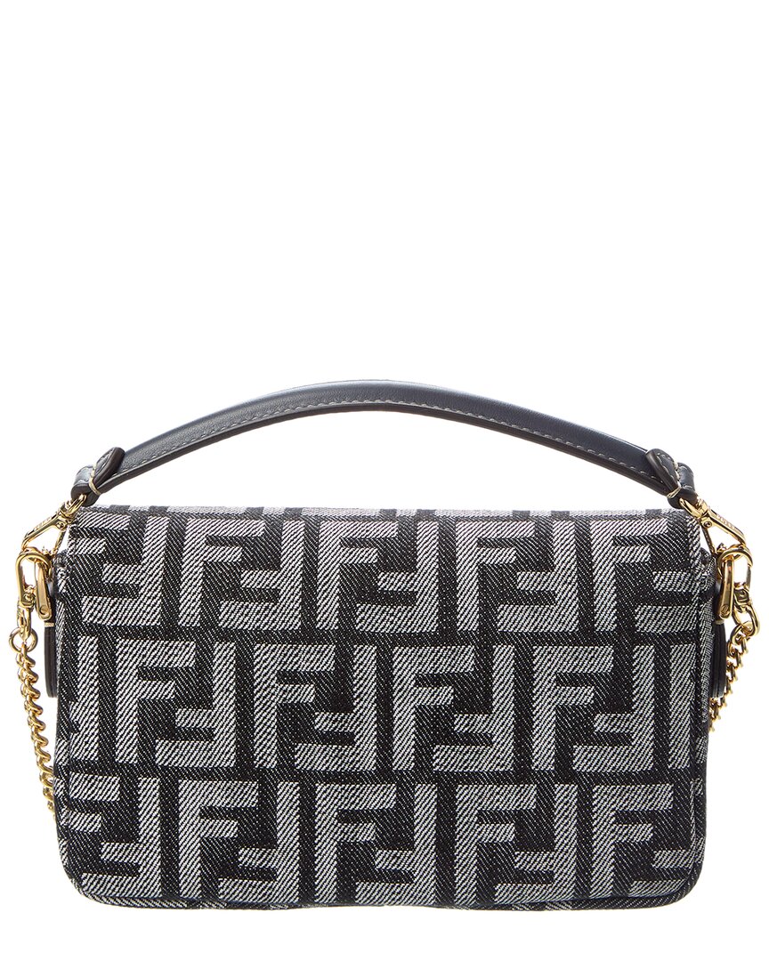 Fendi Baguette Mini Ff Denim & Leather Shoulder Bag