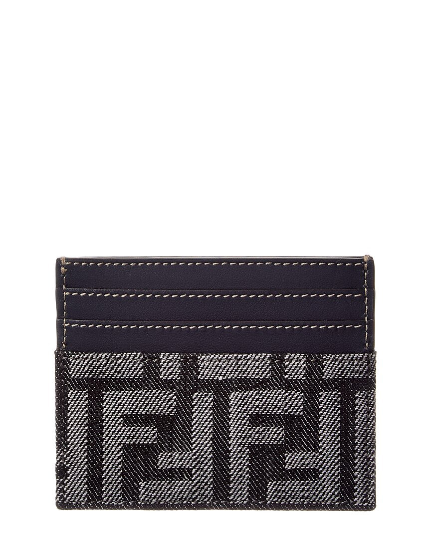 Fendi Baguette Ff Denim & Leather Card Holder