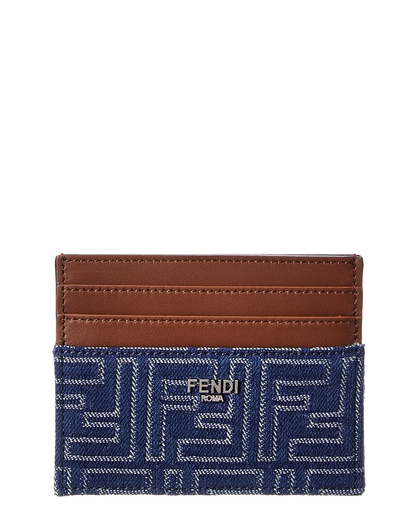 Fendi Ff Denim & Leather Card Case