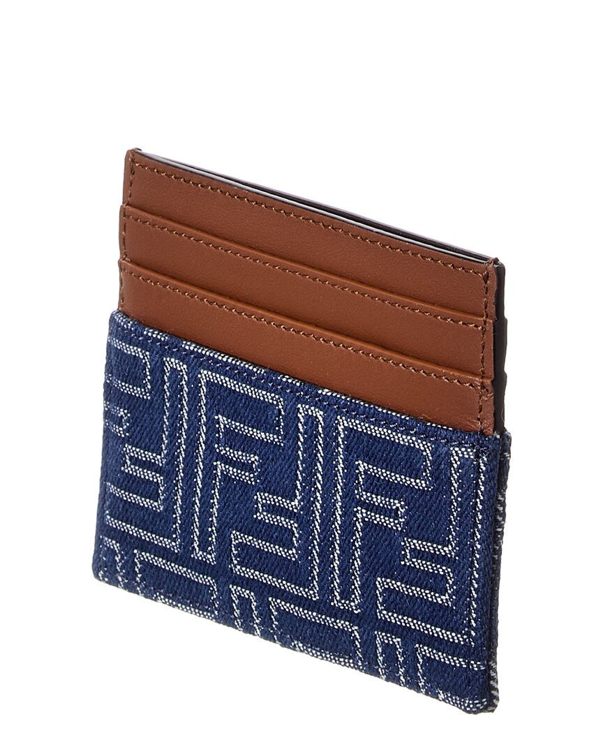 Fendi Ff Denim & Leather Card Case