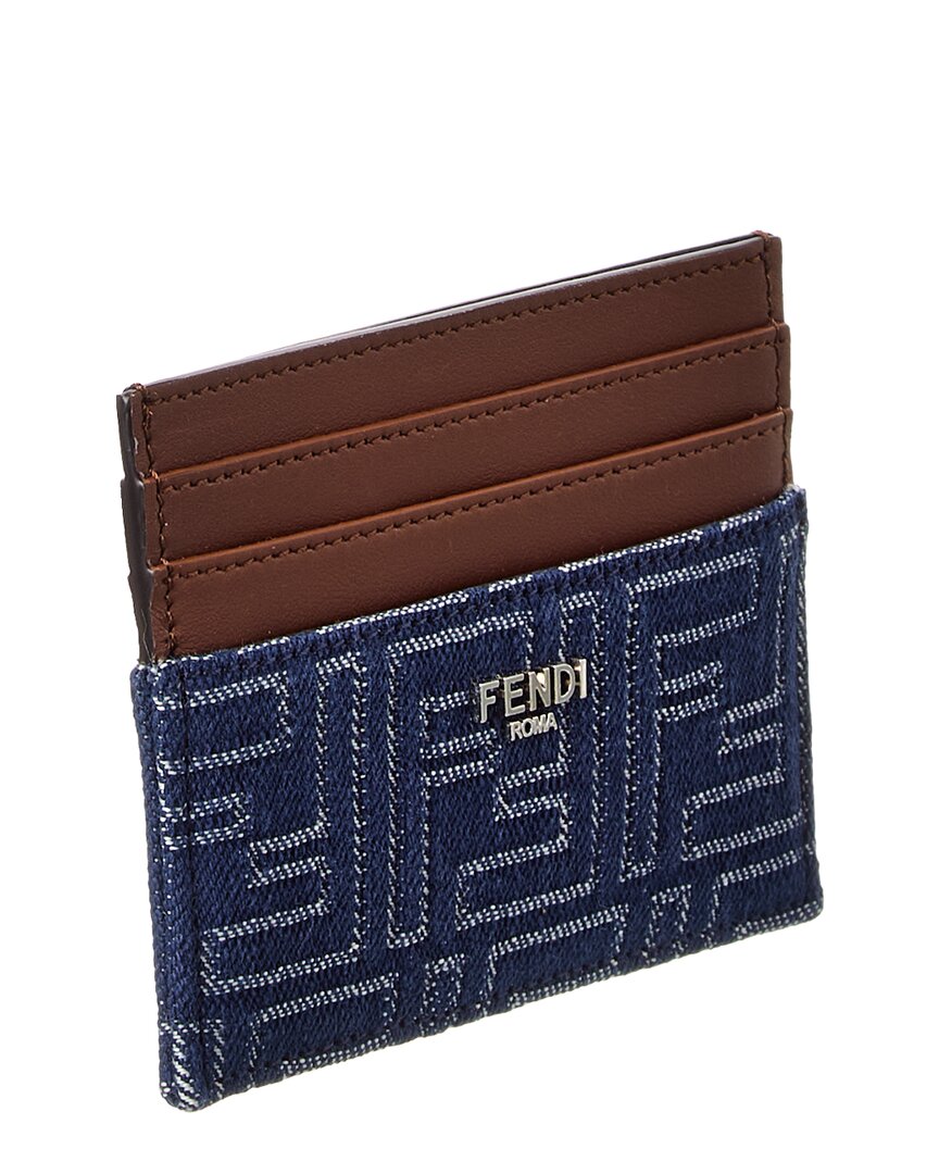 Fendi Ff Denim & Leather Card Case