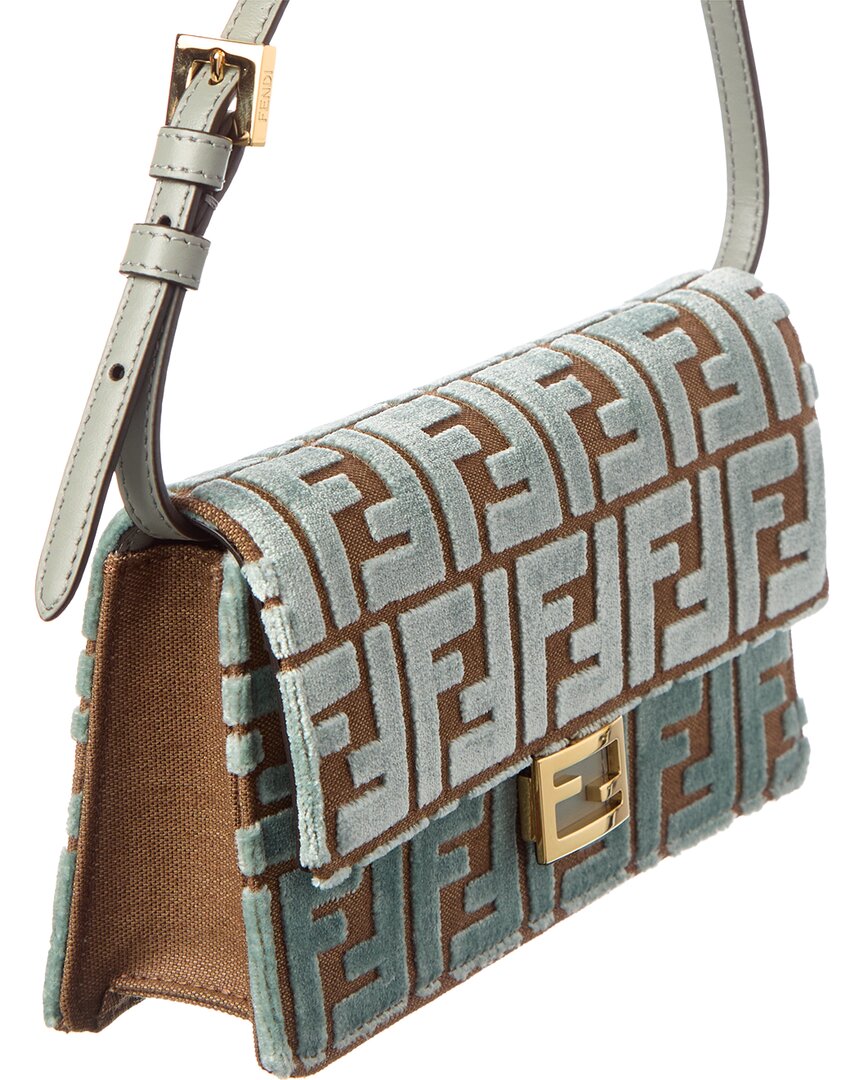 Fendi Baguette Ff Velvet & Leather Wallet On Chain