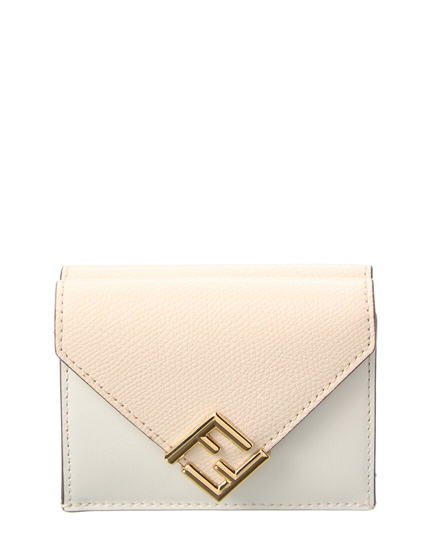 Fendi Ff Diamonds Leather Wallet, White