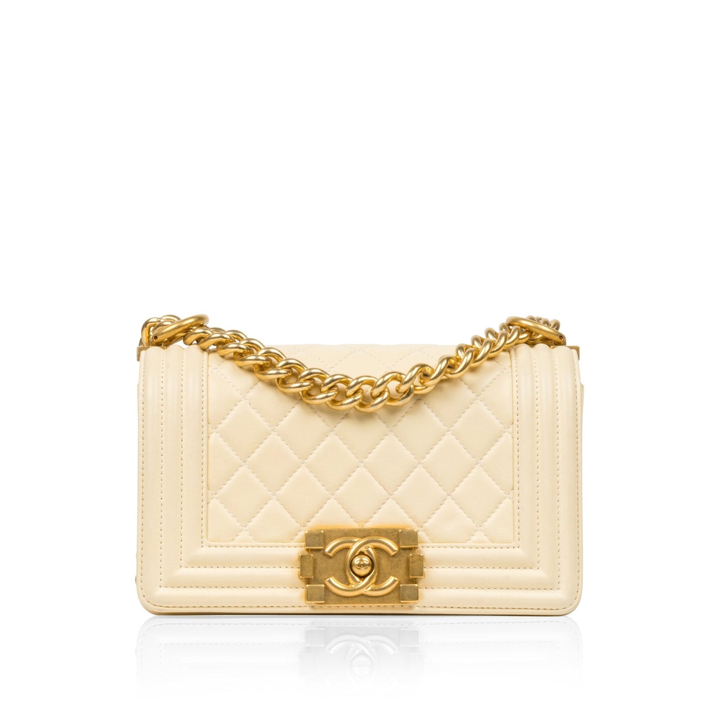 Chanel Boy Bag Lambskin Gold Shoulder Bag Style 16